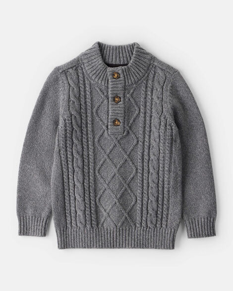 Toddler Boy Cable-Knit Long-Sleeve Sweater - Grey | Carter's Inc