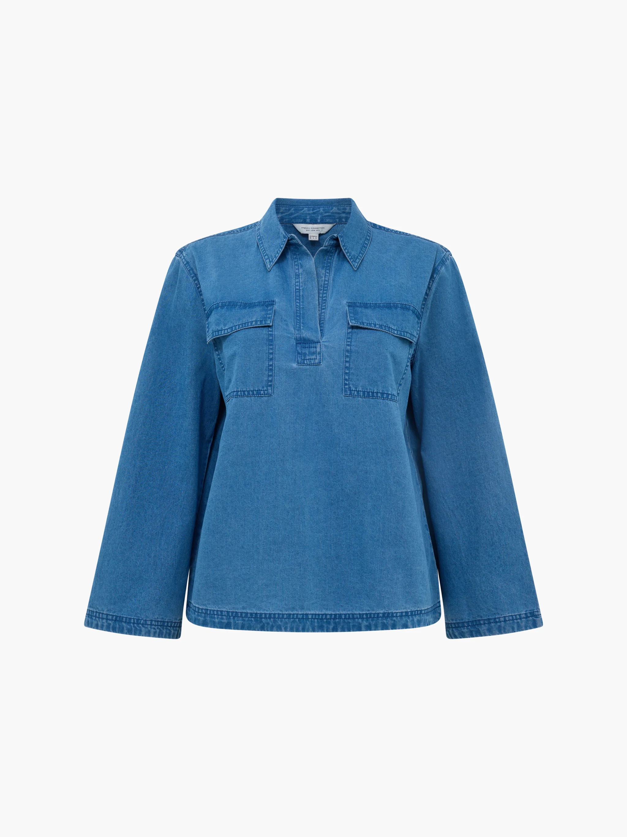 Zaves Chambray Denim Blue Pocket Popover Shirt | French Connection (UK)