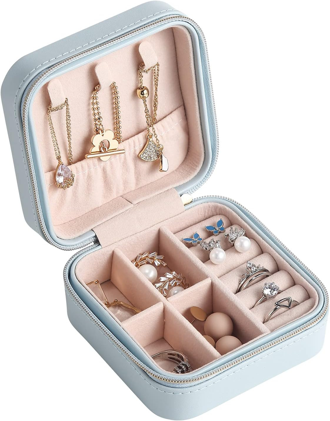 CASEGRACE Travel Jewelry Case, Small Jewelry Box Portable Jewelry Travel Organizer Display Storag... | Amazon (US)