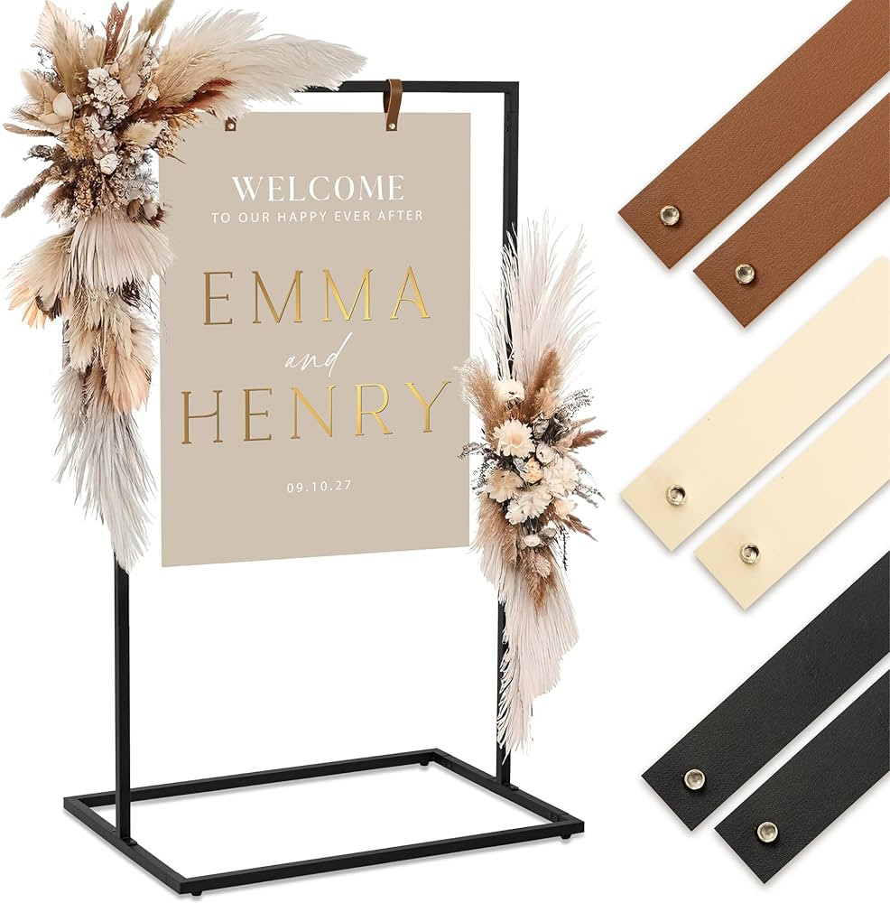 Elegant Wedding Welcome Sign Stand – Sturdy Welcome to Our Wedding Sign Holder for Seating Char... | Amazon (US)