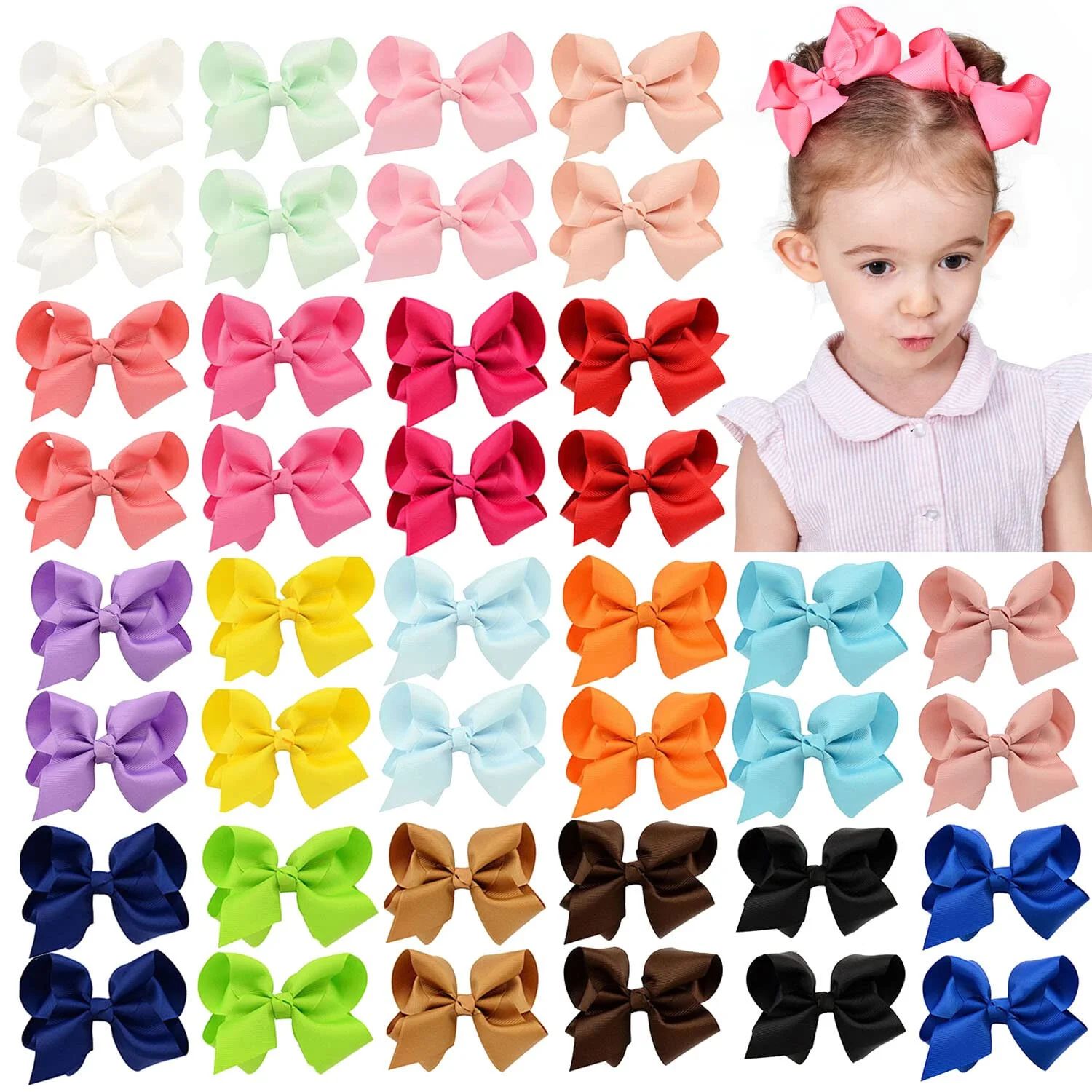 Choicbaby 4.5" Hair Bows for Girls Grosgrain Ribbon Toddler Hair Accessories with Alligator Clips... | Walmart (US)