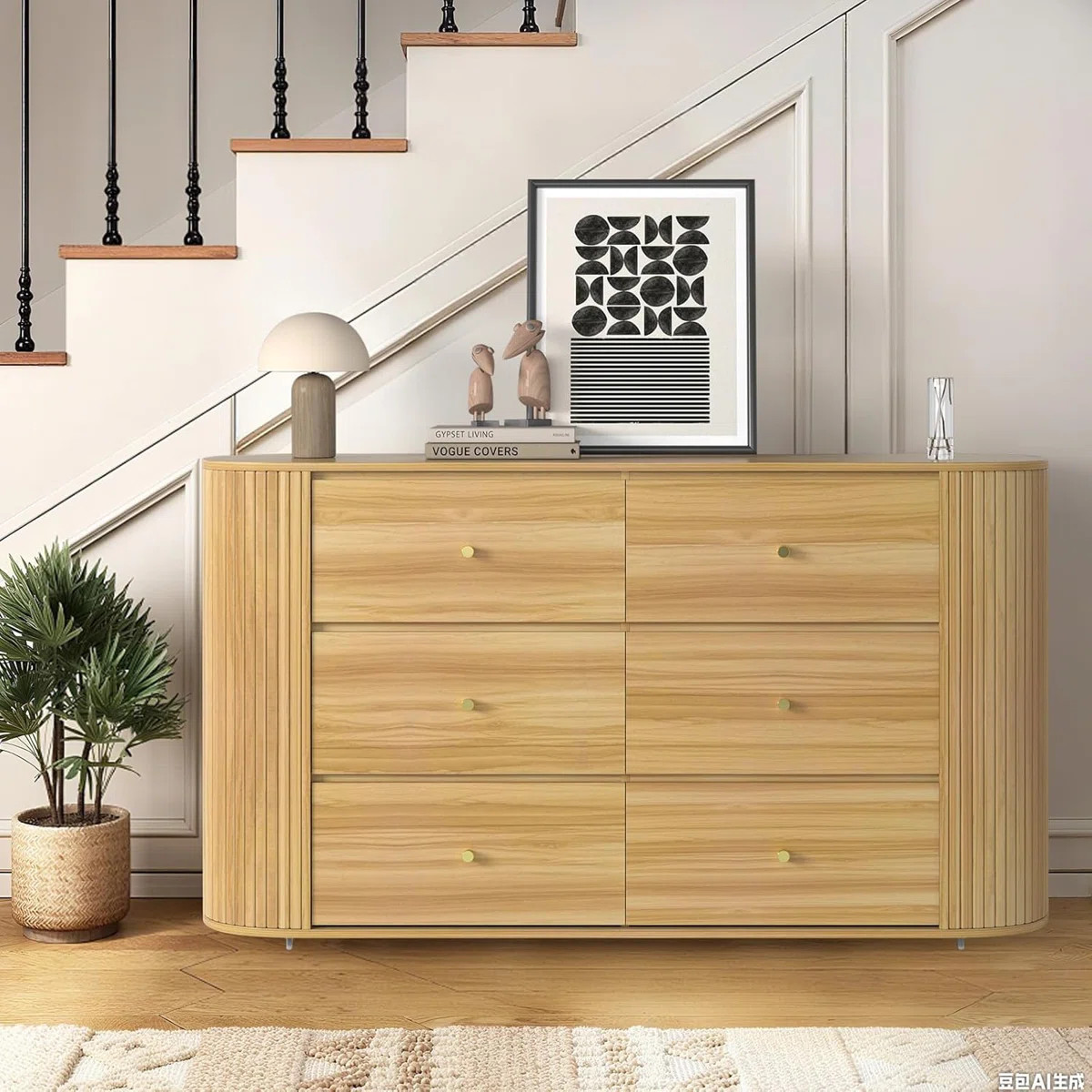 6-Drawer Dresser, Mid-Century Modern Design with Fluted Side Panels, Solid Wood Legs, Large-Capac... | Wayfair North America