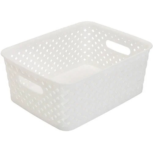 Simplify Small Resin Wicker Storage Bin in White (10 x 8 x 4") | Walmart (US)
