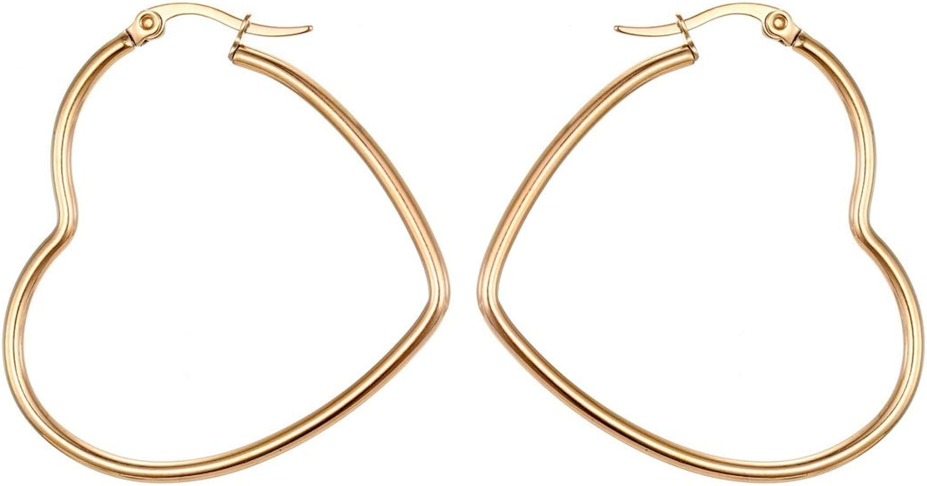 MengPa Hoop Earrings for Women Black Gold Plated Loops Drop Earring Fashion Jewelry | Amazon (US)
