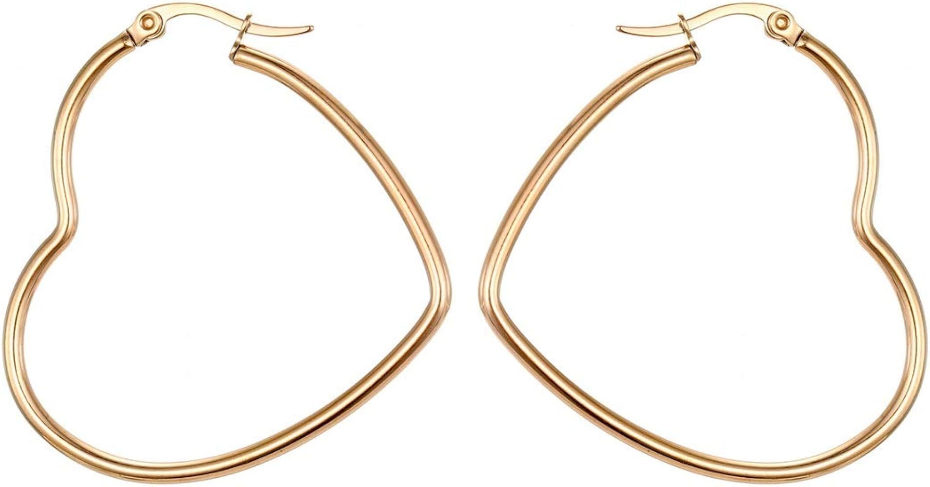 MengPa Gold Hoop Earrings for Women C-Shape Loops Drop Dangle Earring Fashion Jewelry | Amazon (CA)