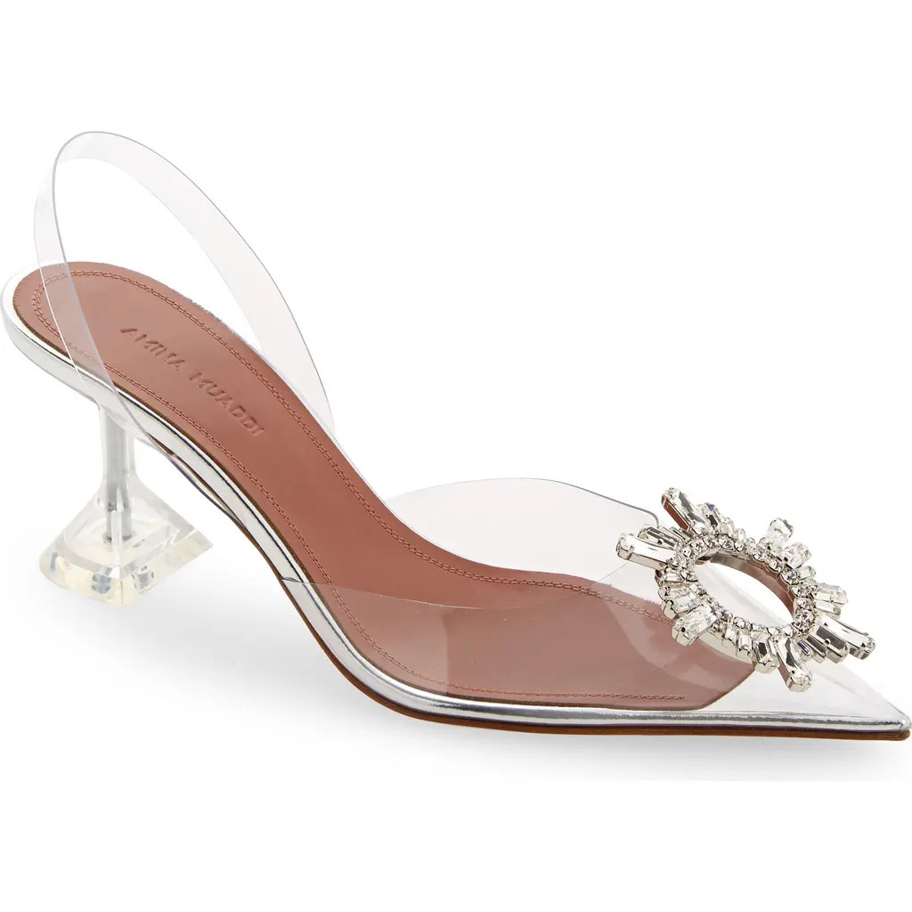 Amina Muaddi Begum Glass Pointed Toe Slingback Pump in Transparent Pvc at Nordstrom, Size 9Us | Nordstrom