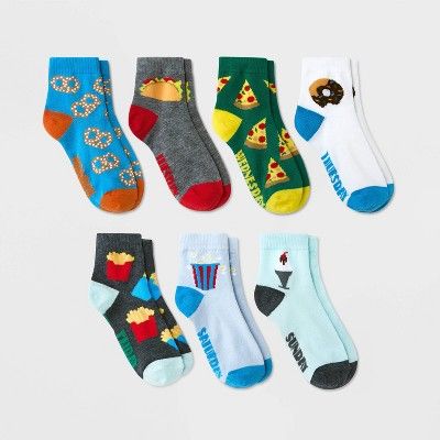 Boys' 7pk Days of the Week Food Ankle Socks - Cat & Jack™ Blue | Target
