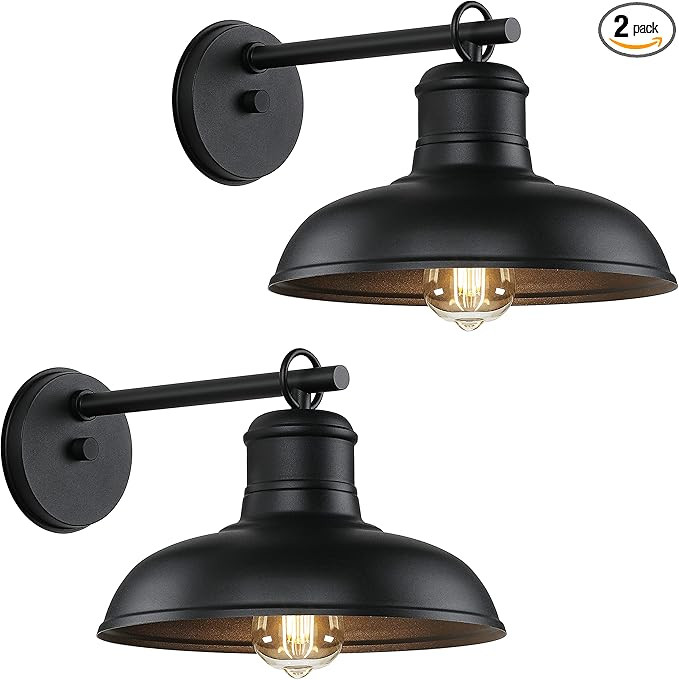 2-Pack Outdoor Wall Lights, Vintage Black Wall Sconces, Exterior Farmhouse Barn Light Fixtures, I... | Amazon (US)