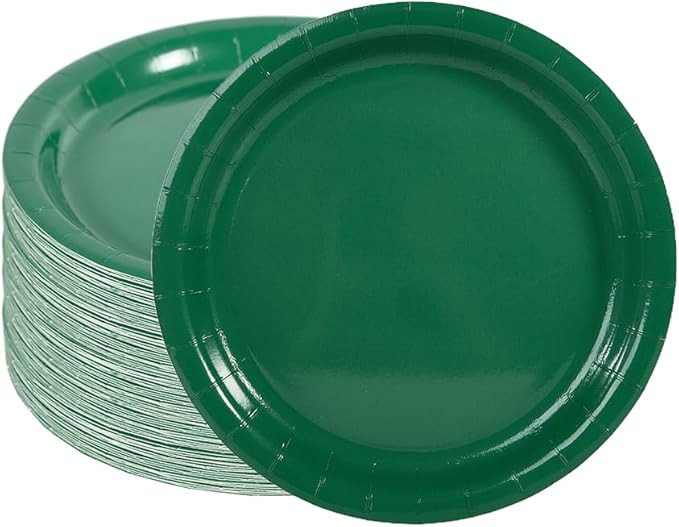 Ottin Solid Green Paper Dessert Plates 7'' Disposable Appetize Cake Plates 50 Count for Birthday ... | Amazon (US)