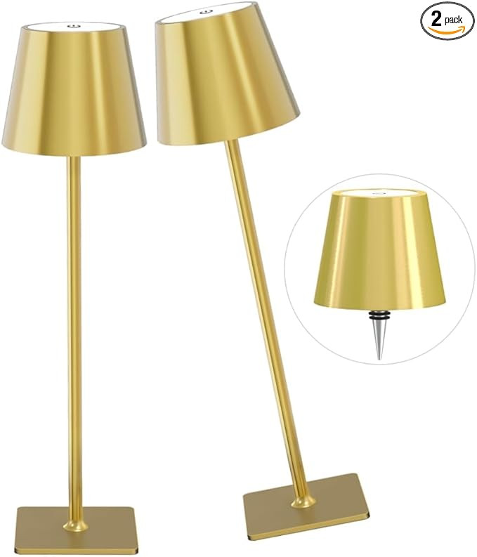 2 Pack Cordless Table Lamp Rechargeable,Wireless LED Bottle Light,5200mAh Battery Operated,Portab... | Amazon (US)