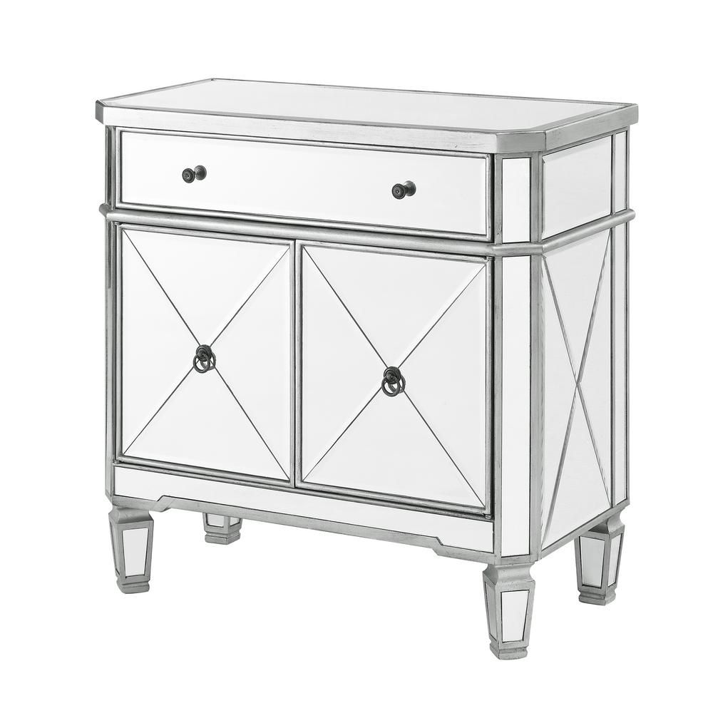Klein Grey Wood Mirrored Console | The Home Depot