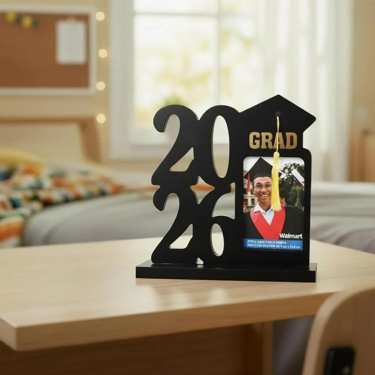 2026 Grad Photo Frame, Black and Gold, 3.5" x 5.3", Graduation by Way To Celebrate | Walmart (US)