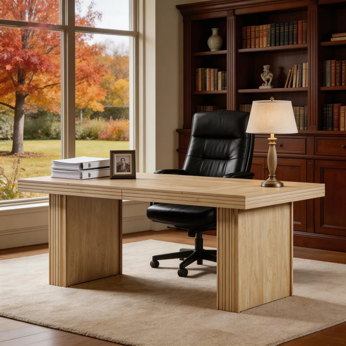 63" Executive Desk, Large Office Computer Desk with Sturdy Pedestal | Wayfair North America