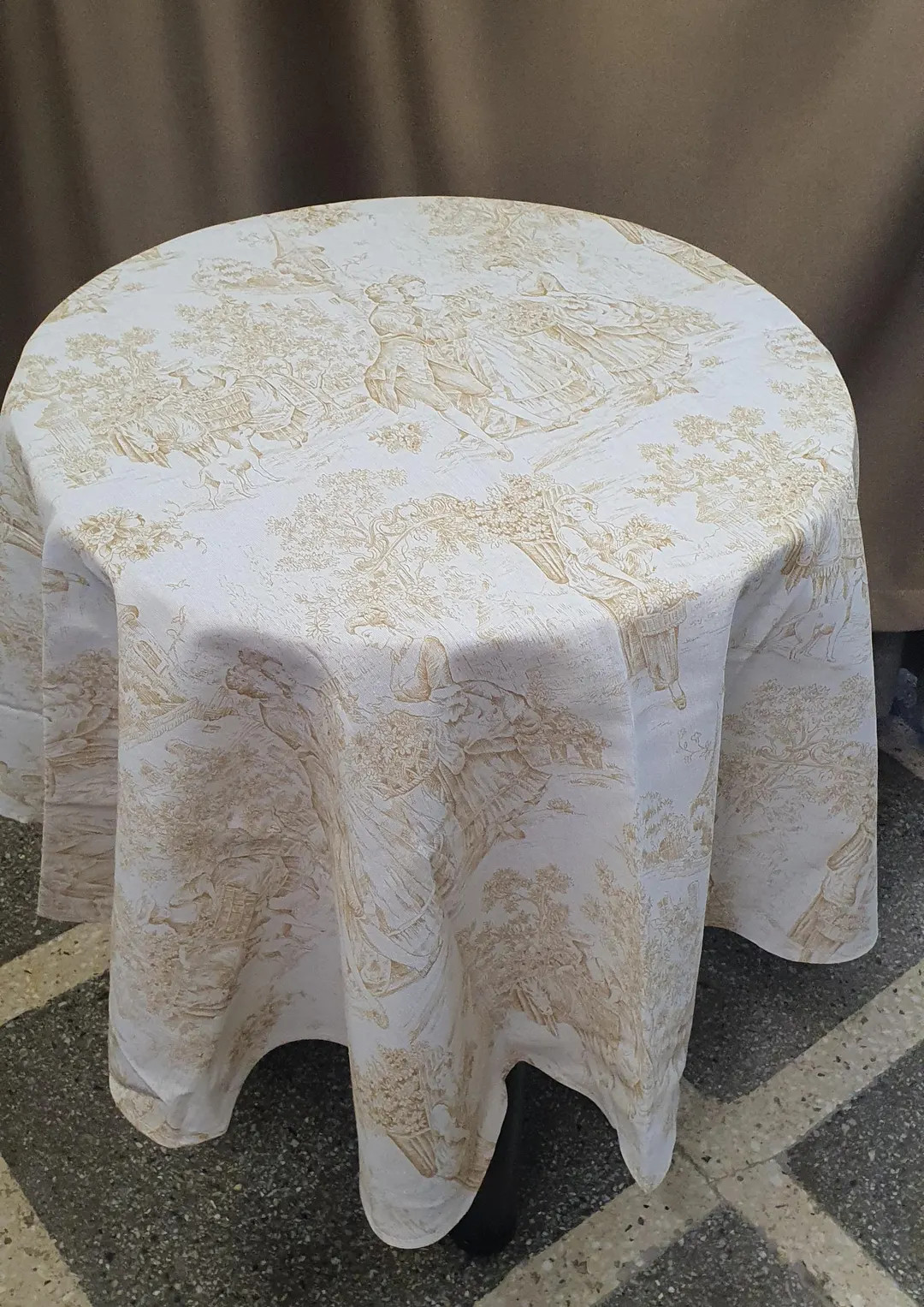 Beige Toile Tablecloth Round Tablecloth Oval Tablecloth Rectangle Square Tablecloth Custom Tablec... | Etsy (US)