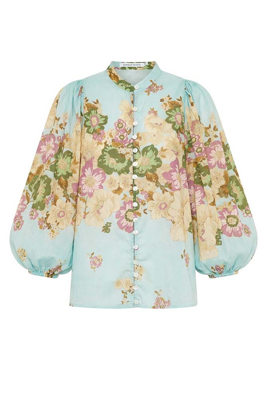 Alma Puff Sleeve Blouse in Blue | Bohemian Traders