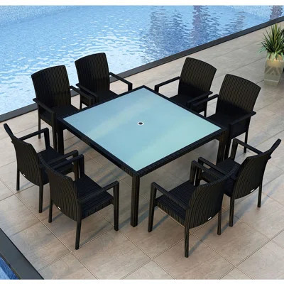 Kaneb Square 8 - Person 59" Long Dining Set with Cushion | Wayfair North America