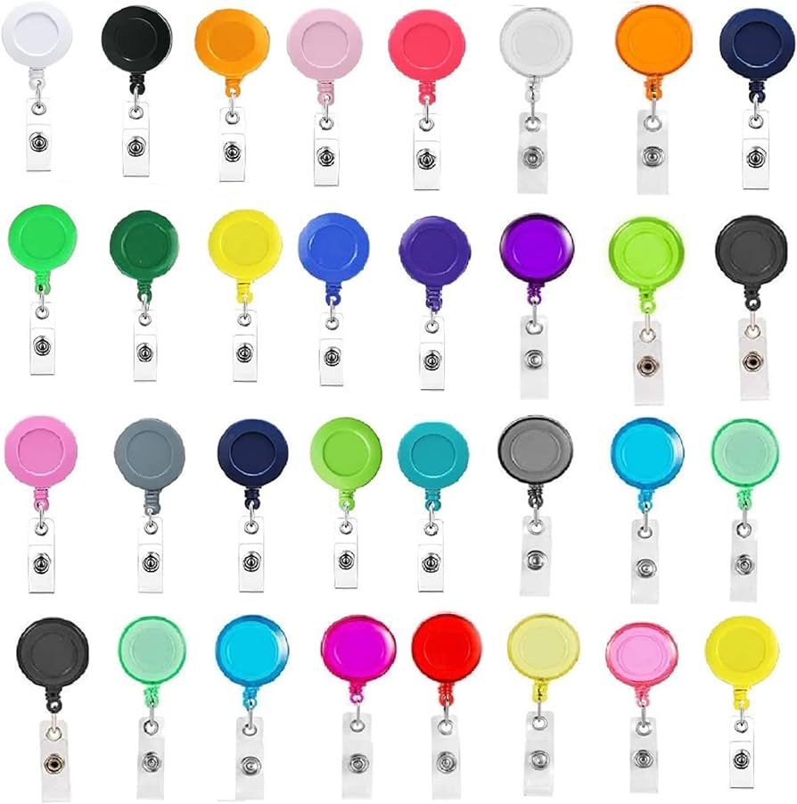 60 Pack Retractable Badge Reels,Badge Clips Holder for Hanging Name ID Card Key Card,30 Colors | Amazon (US)