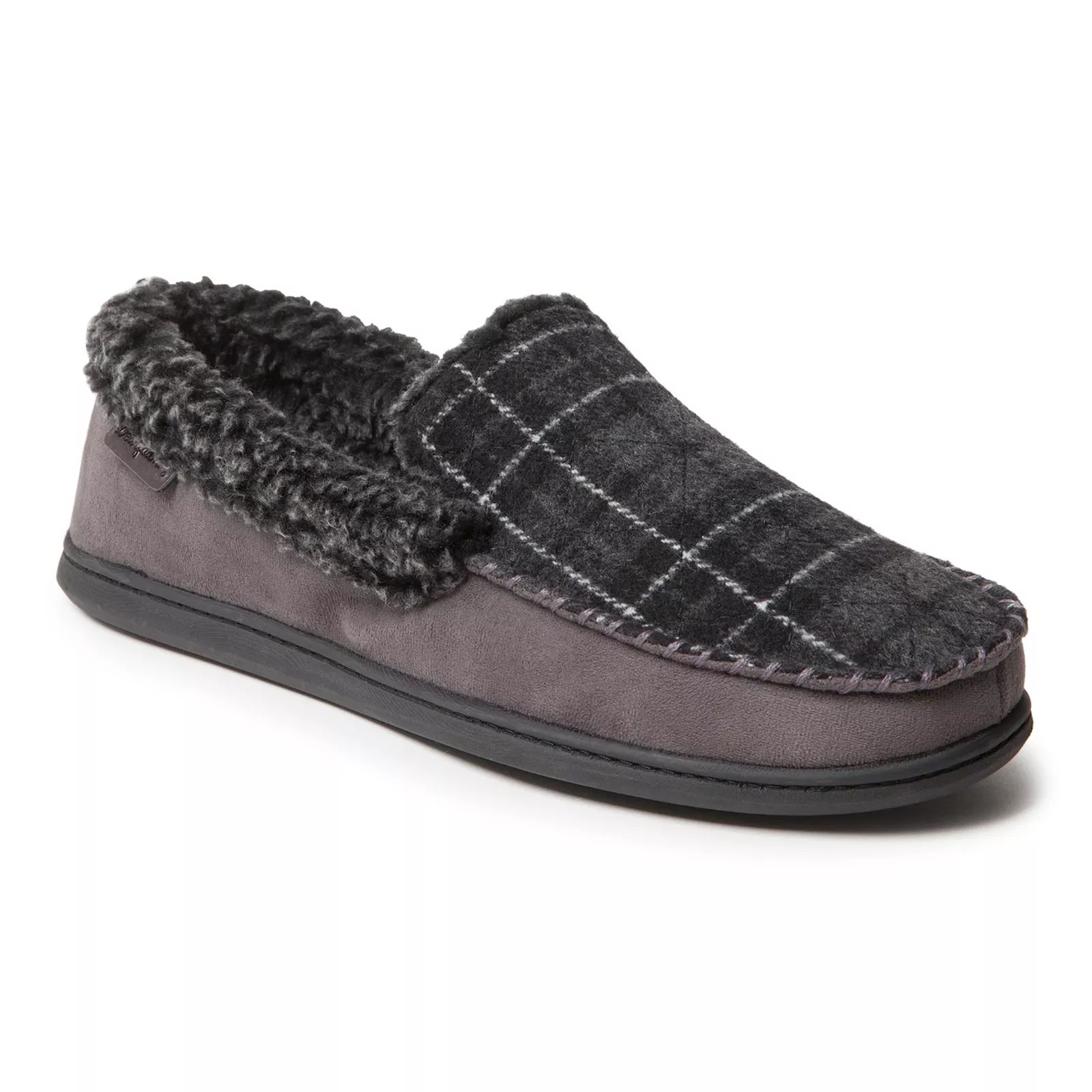 Men's Dearfoams Microfiber Suede Whipstitch Moccasin Slippers, Size: Small, Med Grey | Kohl's