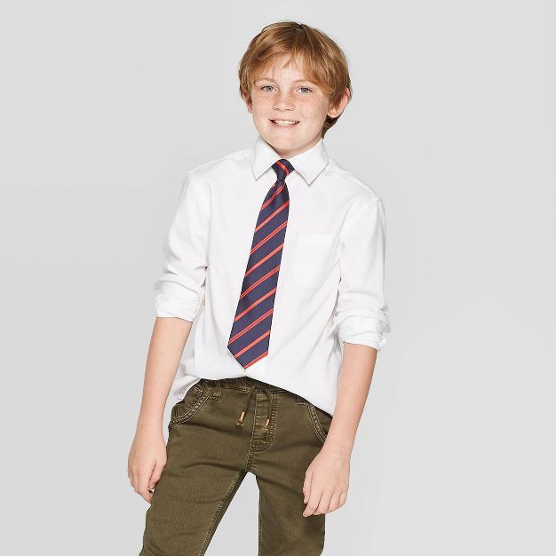 Boys' Long Sleeve Button-Down Shirts With Tie - Cat & Jack™ White | Target