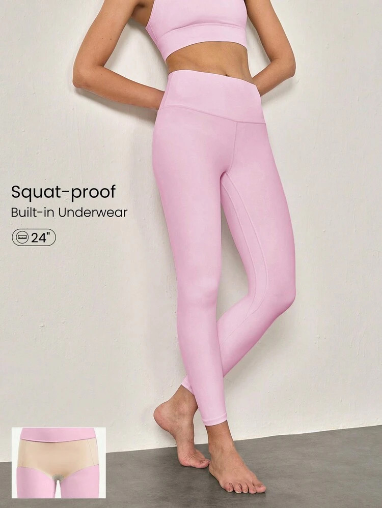 GLOWMODE 24" FeatherFit™ Renew Leggings With Built-In Underwear Valentine's Day Low Impact Yoga Daily | SHEIN