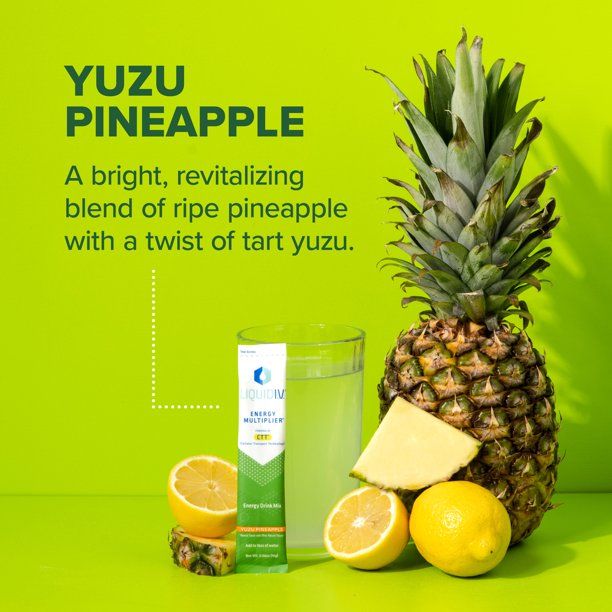 Liquid I.V. Energy Multiplier Energy Powder Packet Drink Mix, Yuzu Pineapple, 6 Ct | Walmart (US)