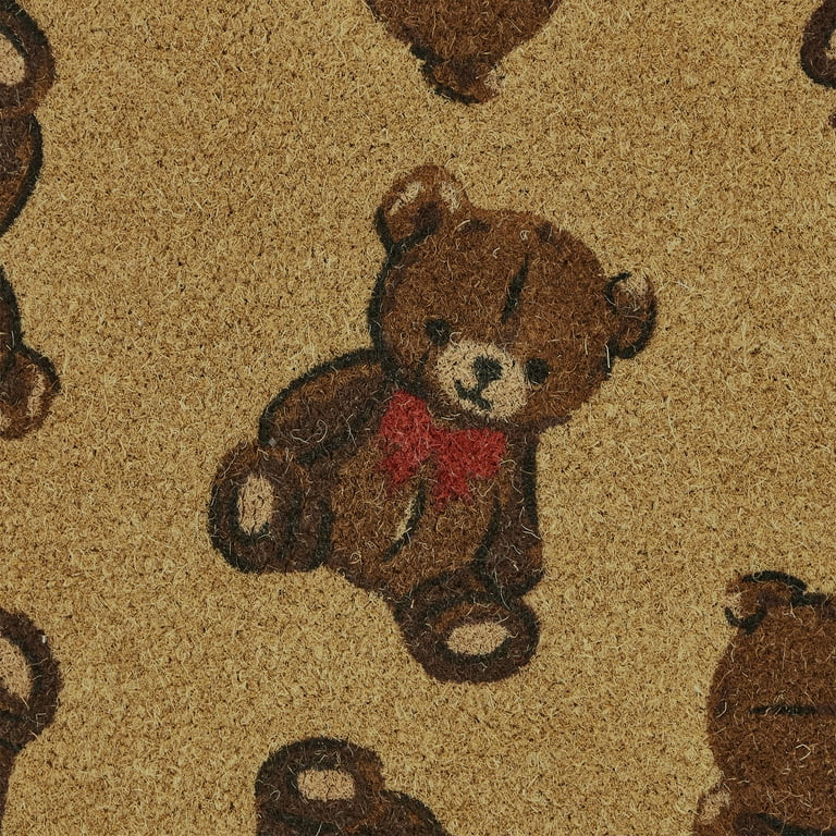 My Texas House Natural Multi Teddy Bear Red Bow Coir Mat, 30"x48" | Walmart (US)