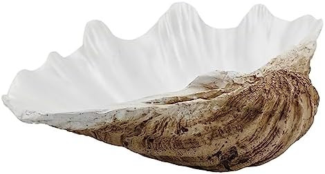 Medium Pearl White Weathering Scalloped Clam Shell Bowl Sea Shell Decor for Nautical Beach House,... | Amazon (US)