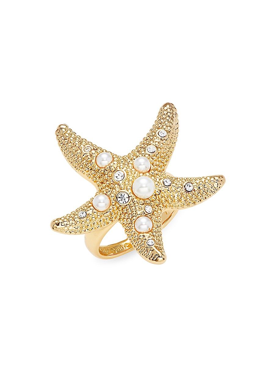 kate spade new york Women's Plated Brass, Cubic Zirconia & Faux Pearl Starfish Ring - Size 7 | Saks Fifth Avenue OFF 5TH (Pmt risk)