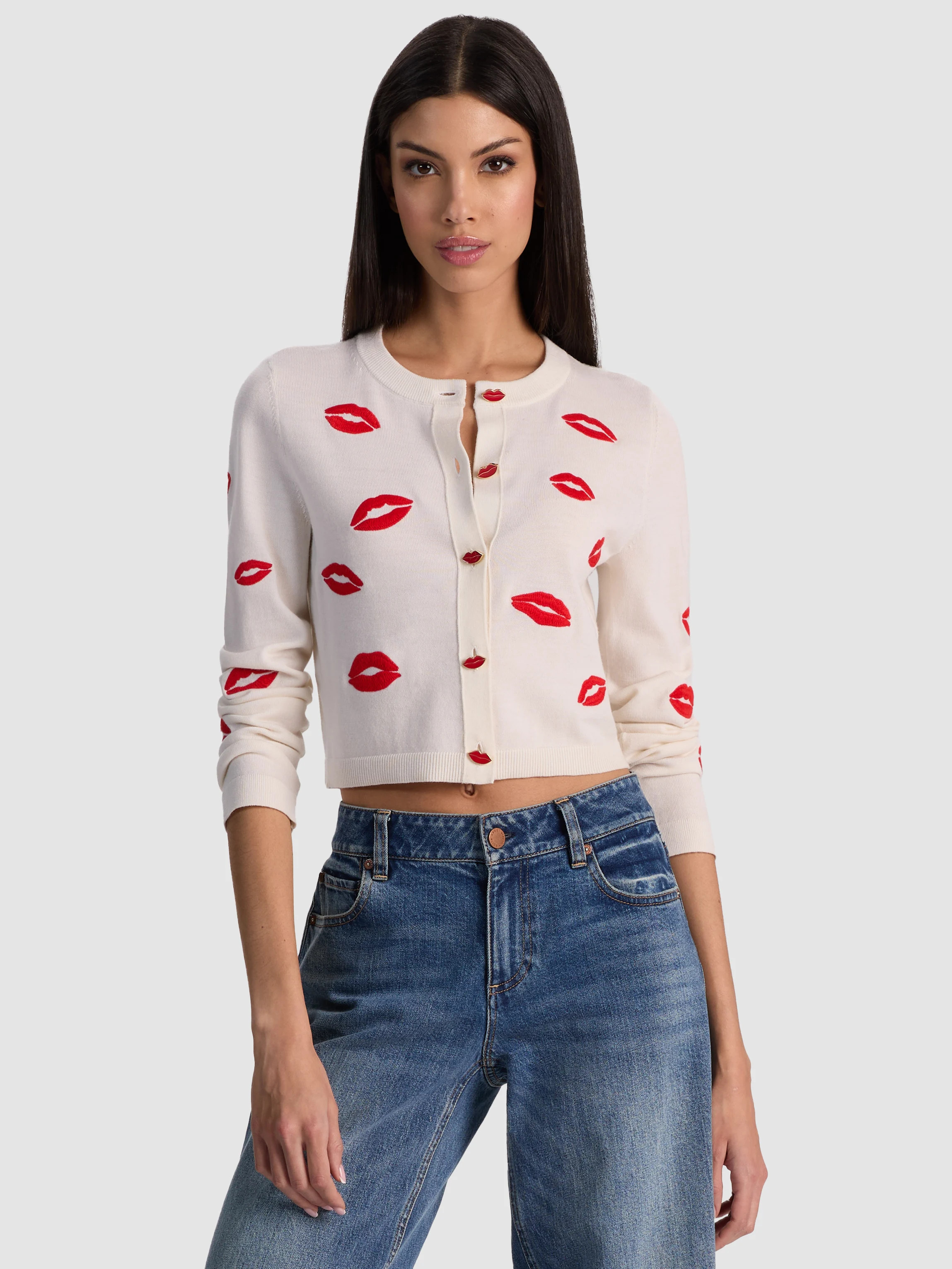 alice + olivia DARODA LIP CARDIGAN | Alice + Olivia
