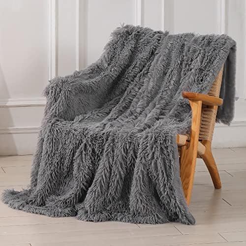 Decorative Extra Soft Faux Fur Throw Blanket 50"x60",Solid Lightweight Fuzzy Reversible Long Hair... | Amazon (US)