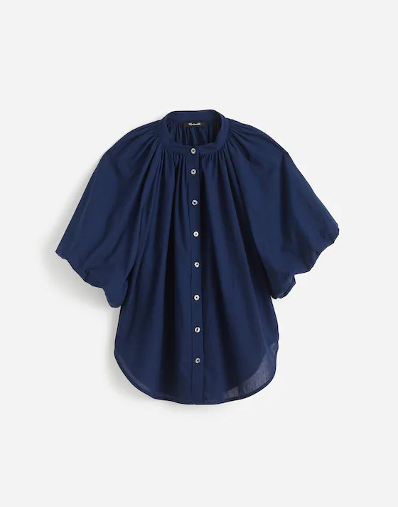 Shirred Balloon-Sleeve Top in Cotton Voile | Madewell | Madewell