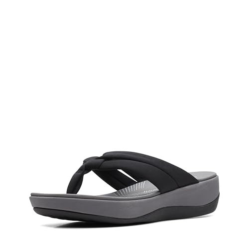 Clarks womens Arla Kaylie Flip Flop, Black Textile, 12 US | Amazon (US)