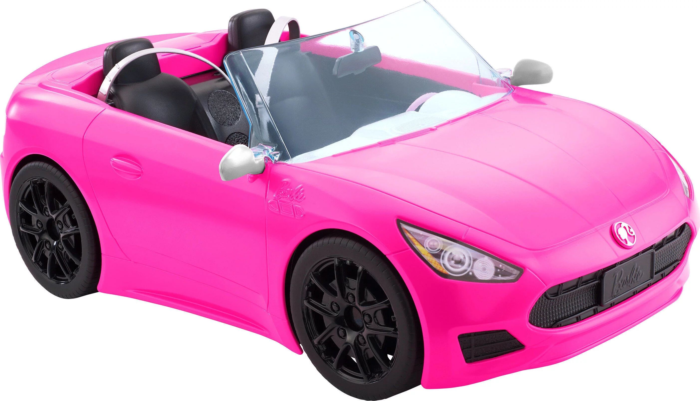 Barbie Convertible Toy Car, Bright Pink with Seatbelts and Rolling Wheels (Seats 2 Dolls) | Walmart (US)