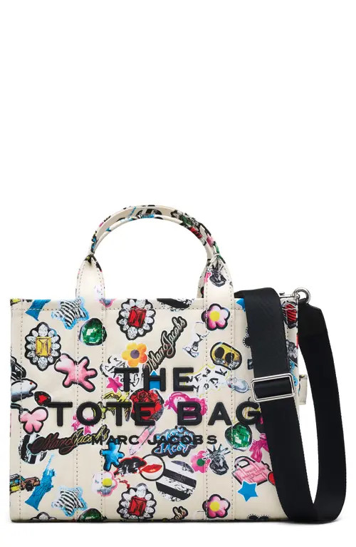 Marc Jacobs The Medium Sticker Canvas Tote Bag in White Multi at Nordstrom | Nordstrom
