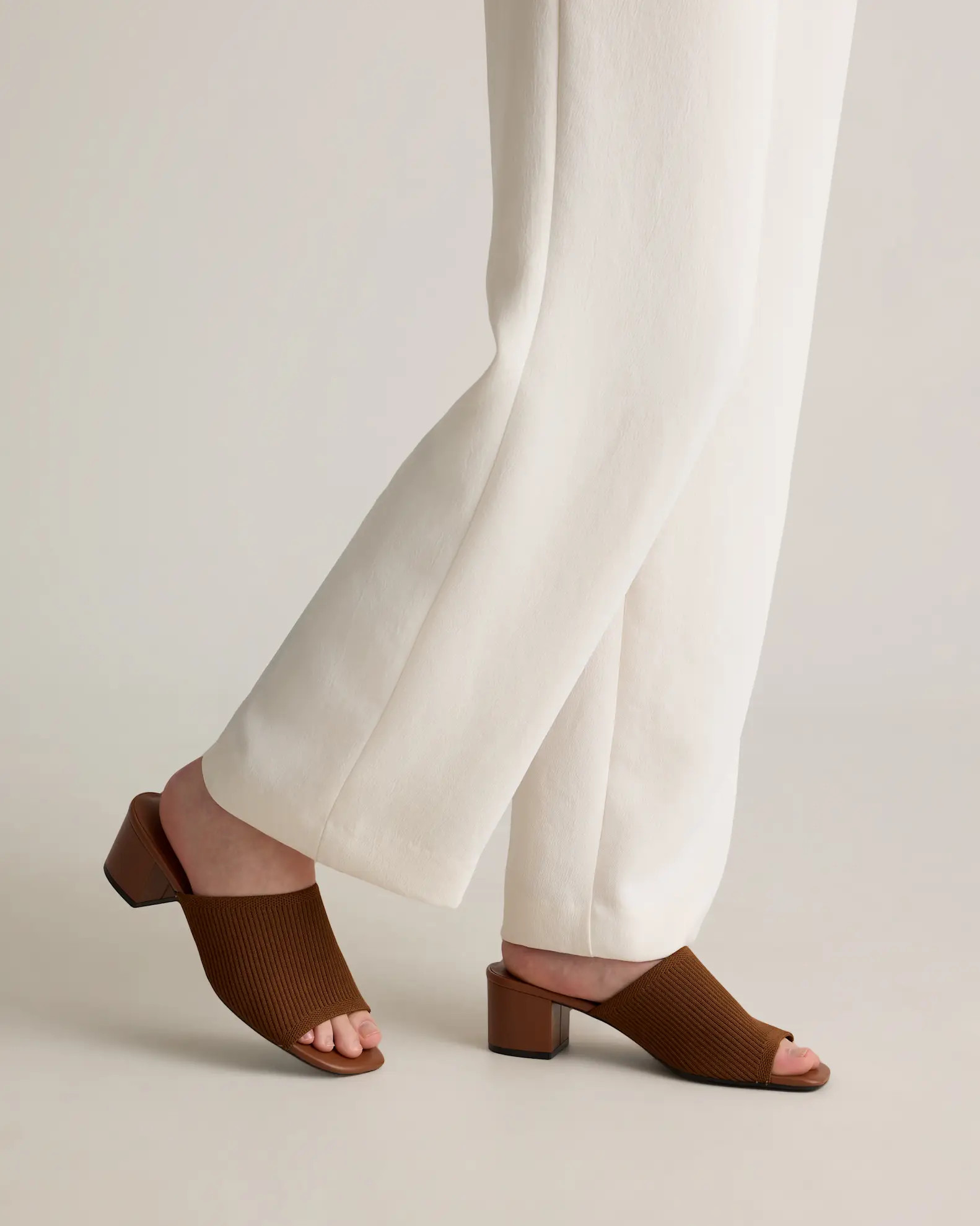 Italian Leather & Eco Knit Heeled Mule | Quince
