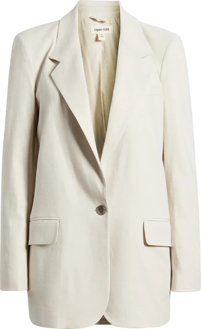 Everyday One-Button Linen Blend Blazer | Nordstrom