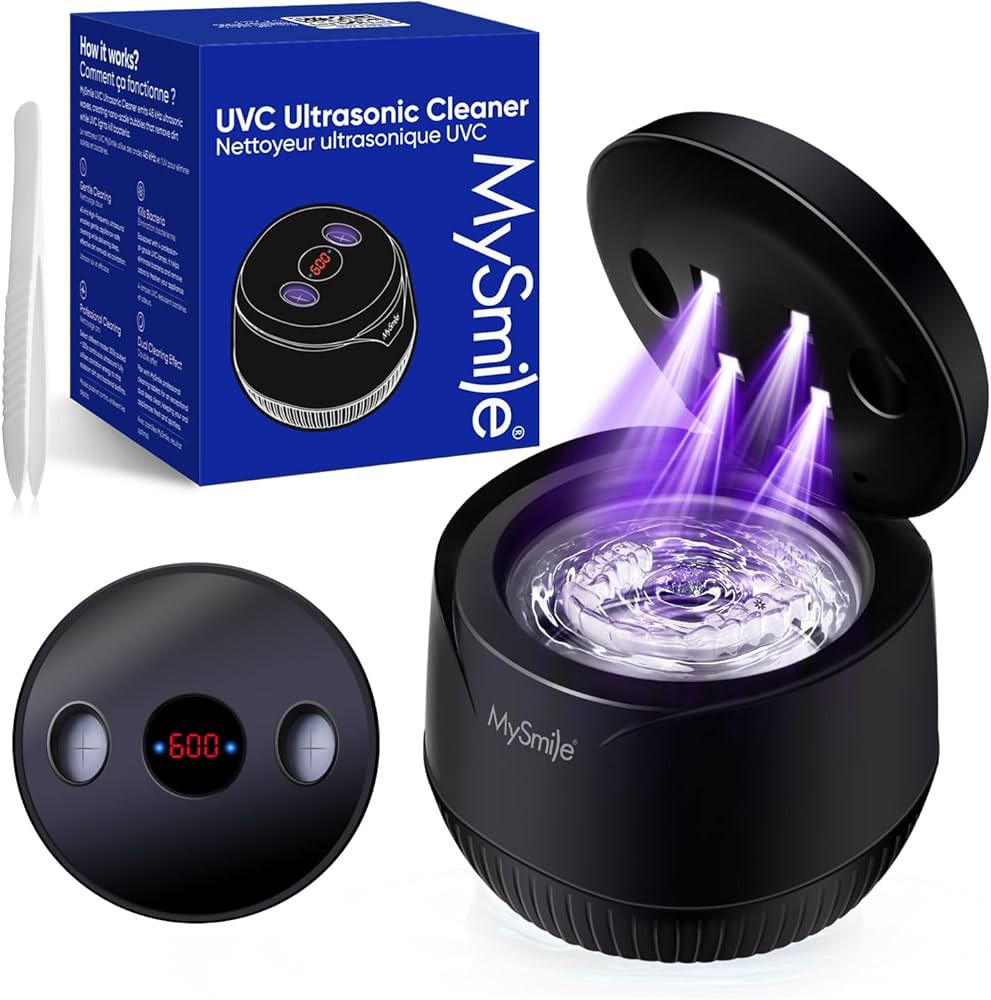 MySmile Dental Ultrasonic Retainer Cleaner Machine- 45kHz UV Denture Cleaner with 200ML Capacity ... | Amazon (US)