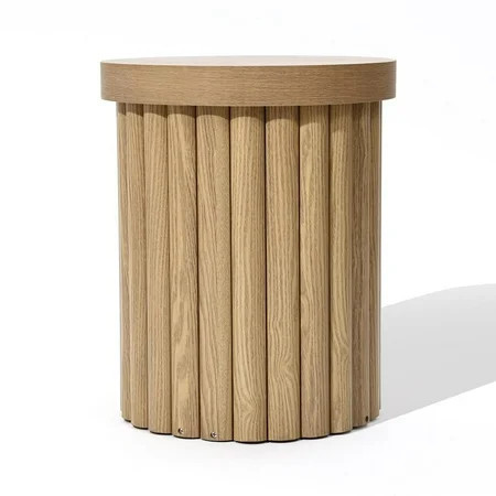 LuxenHome Wood Round Side Table, 19" Fluted End Table for Small Spaces, Mid Century Modern Wooden Accent Tables, Small Bedside Table, Couch Side Table, Nightstand for Living Room Bedroom Couch | Walmart (US)