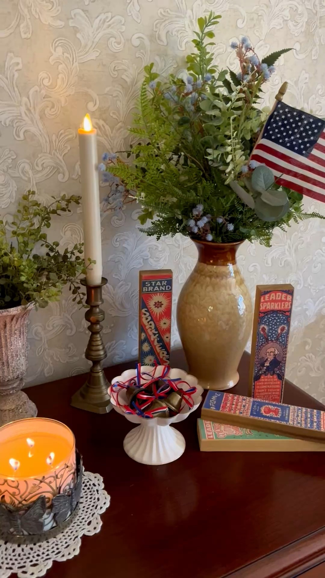 Fourth of July home decor, American flag decorations, red white and blue home decor

#LTKSeasonal #LTKHome #LTKSaleAlert