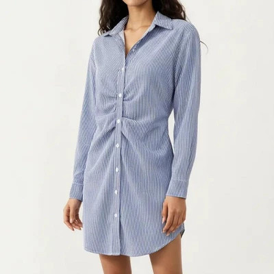 Anna-Kaci Women's Long Sleeve Button Down Shirt Dress with Twist Front Detail and Relaxed Fit - Small, Blue | Target