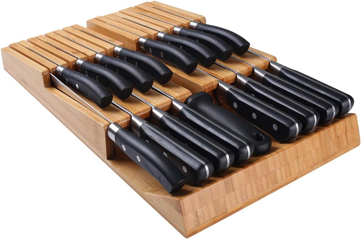Amazon.com: Bamboo In-Drawer Removable Knife Block for 16 Knives(No Knife Included), Large Washab... | Amazon (US)