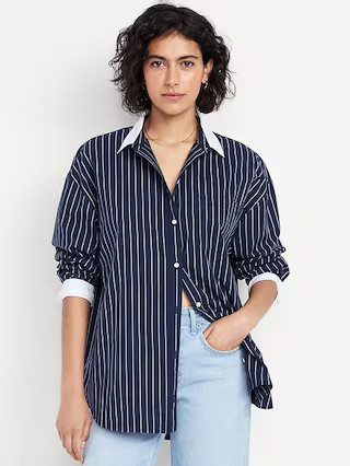 Oversized Button-Down Boyfriend Shirt | Old Navy (US)