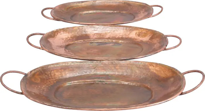 UMA Copper Metal Rustic Tray - Set of 3 | Nordstromrack | Nordstrom Rack