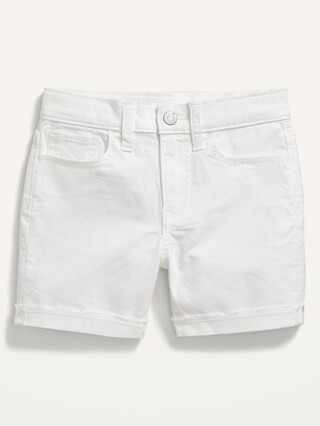 Frayed-Hem White Jean Midi Shorts for Girls | Old Navy (US)
