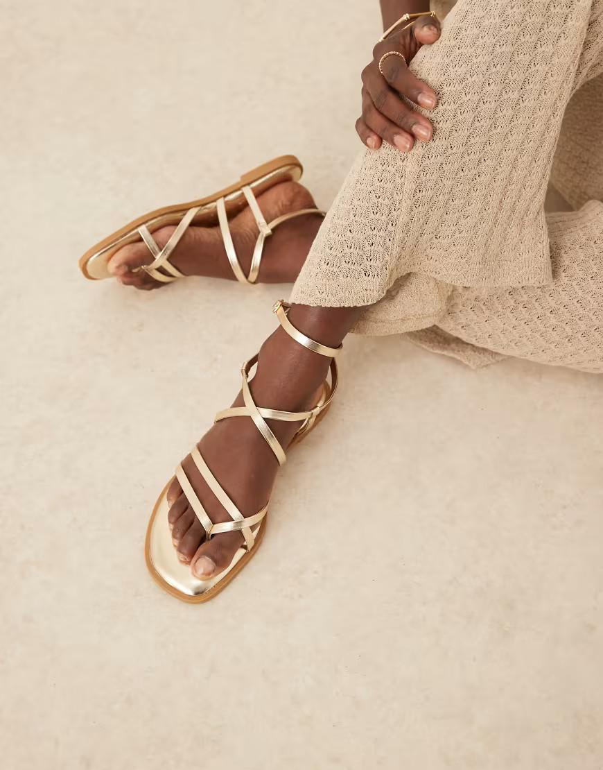 ASOS DESIGN Fierce strappy sandals in gold | ASOS (Global)