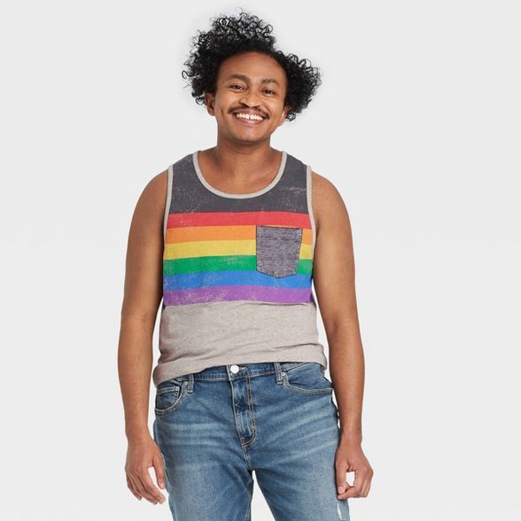 Pride Gender Inclusive Adult Burnout Striped Tank Top - Gray | Target
