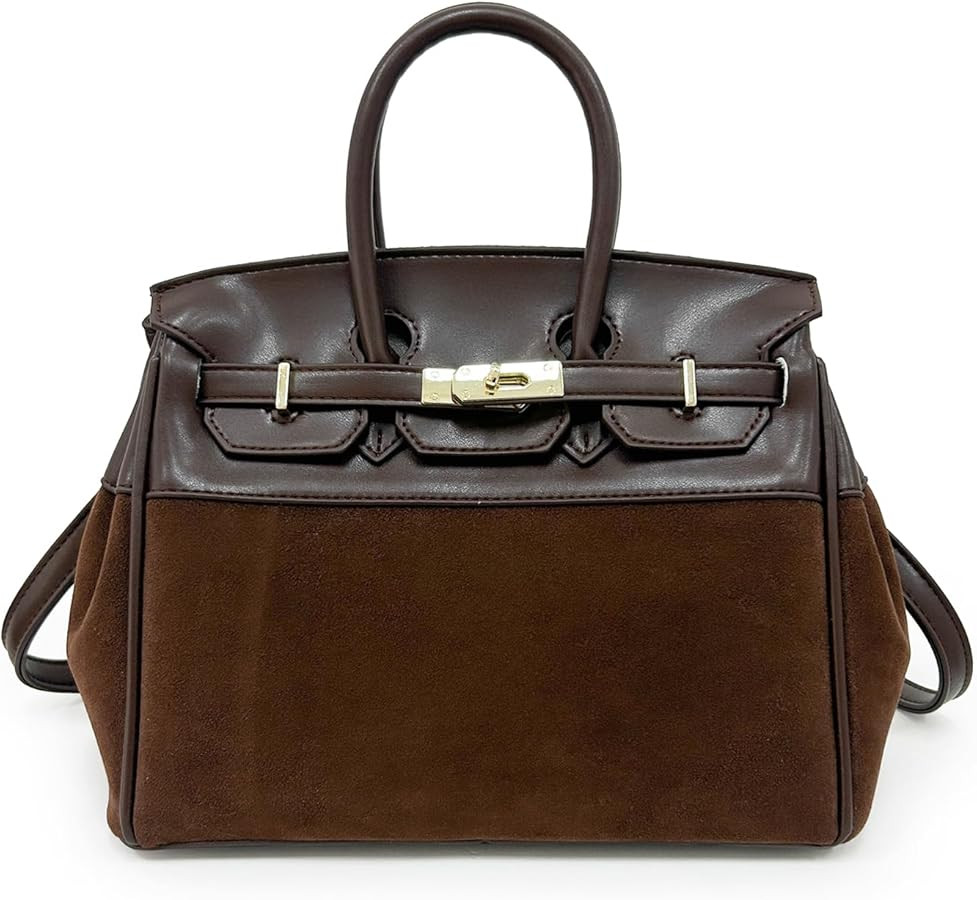 Travistar Suede Tote Bag for Women Small Leather Suede Purse Retro Top Handle Handbag Crossbody S... | Amazon (US)