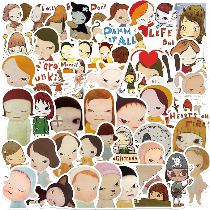 50pcs Yoshitomo Nara Stickers Pack,Aesthetic Vinyl Waterproof Decals for Water Bottle,Laptop,Phon... | Amazon (US)