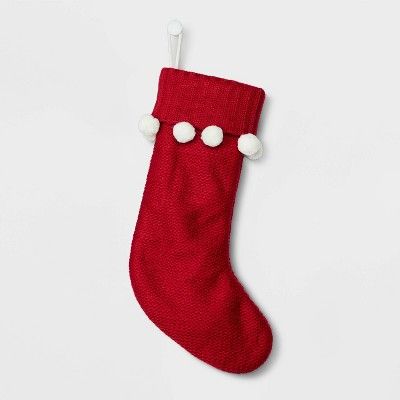 Pompom Knit Christmas Stocking Red - Wondershop™ | Target