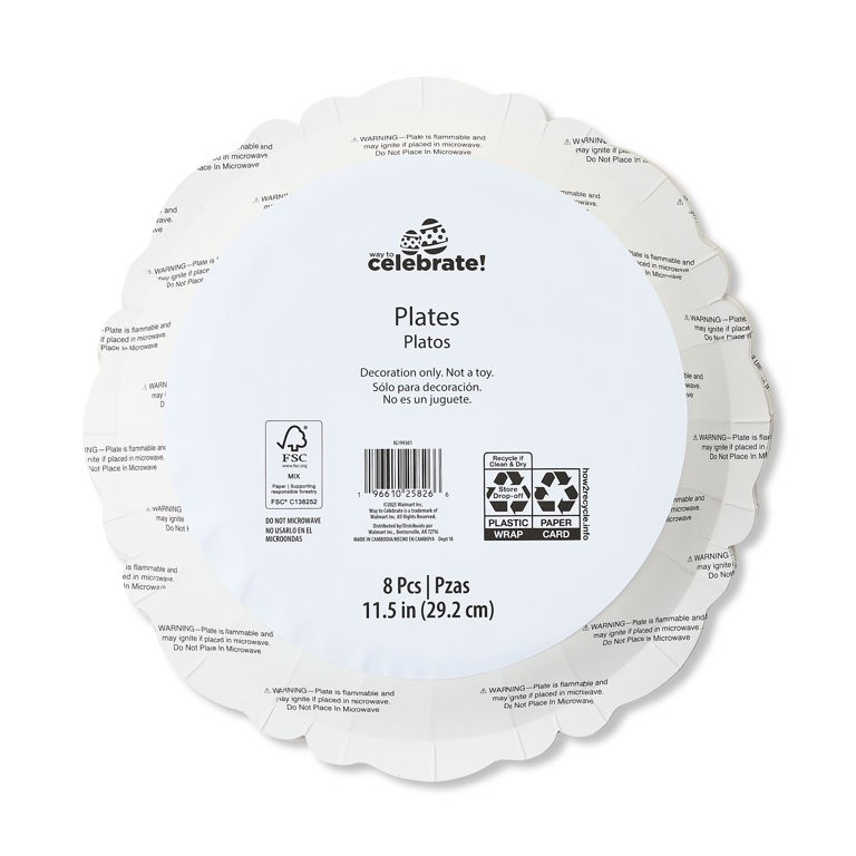 Easter Bunny Round Disposable Paper Plates, 11.5 in, 8 Count, by Way To Celebrate | Walmart (US)